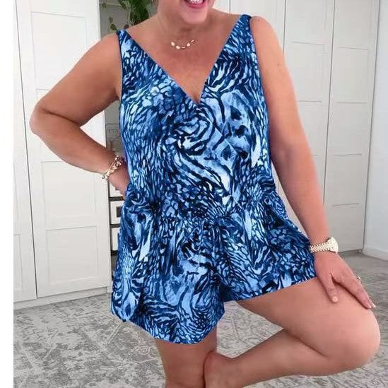 Casual Women's Jumpsuit with Colorful Animal Print