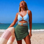 Women's Swim Top with Cut-Outs and Ruching
