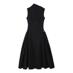 Women's Sleeveless Evening Dress with Asymmetrical Cut and Elegant Drape