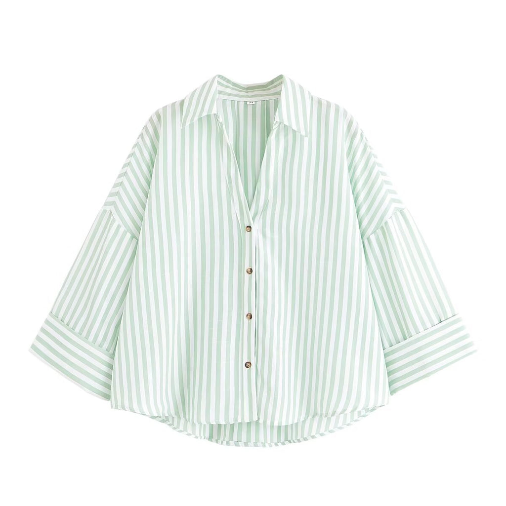 Women's Shirt Blouse with Casual Cut and Elegant 3/4 Sleeves