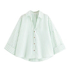 Women's Shirt Blouse with Casual Cut and Elegant 3/4 Sleeves