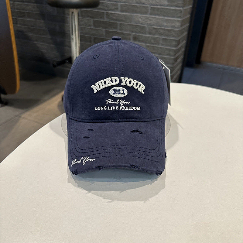 Men's Distressed Cotton Embroidered Baseball Cap