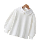 Women's Blouse with Elegant Puff Sleeves and Ruffled Collar