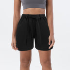 Women's Casual Pants with Elastic Waist and Side Tie Belt