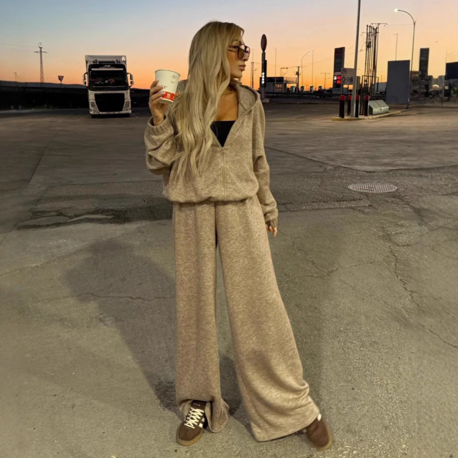 Elegant Fleece Jumpsuit with High Collar and Full-Length Zipper