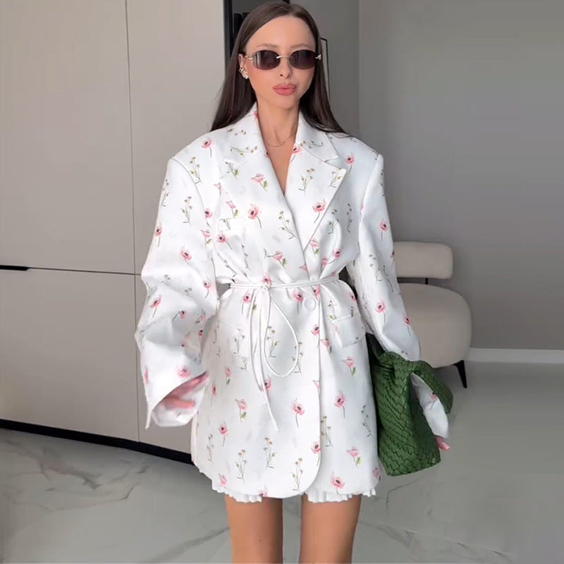 Women's Elegant Blazer Jacket with Floral Details