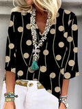 Casual Women's Blouse with Modern Circle Pattern