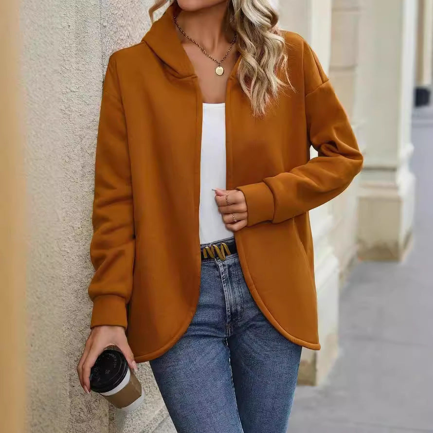 Women's Cozy Hooded Coat with Casual Cut and Soft Material