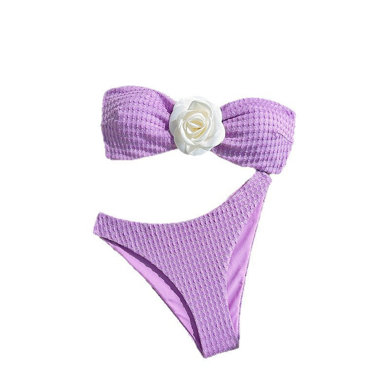 Women's Bandeau Bikini with Floral Detail