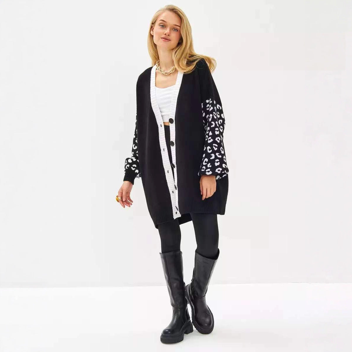 Women's Leopard Print Button-Up Cardigan