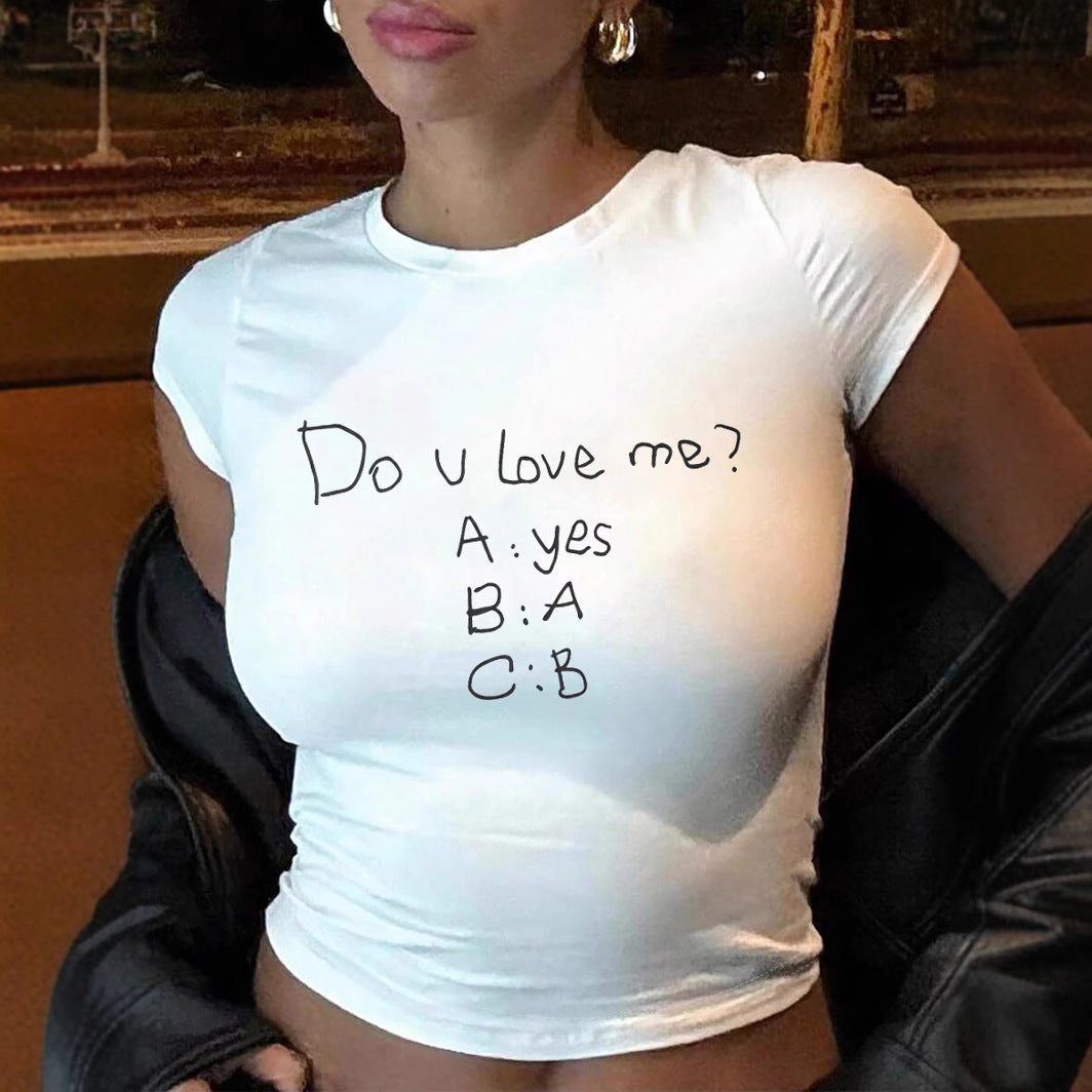 Women's Functional T-Shirt with Creative Lettering