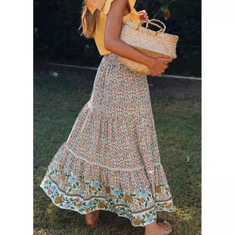 Women's Floral Cotton Maxi Skirt