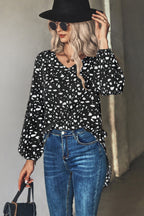 Elegant Blouse with Ruffled Sleeves and Polka Dot Print