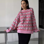 Women's Patterned Sweater with Fruity Design