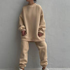 Women's Comfortable Oversized Loungewear Set with High Collar and Elastic Cuffs