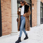 Elegant Faux Fur Coat with Wide Collar