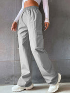 Women's Cargo Pants with Elastic Waistband and Practical Side Pockets