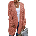 Women's Chunky Knit Cardigan with Casual Fit and Practical Pockets