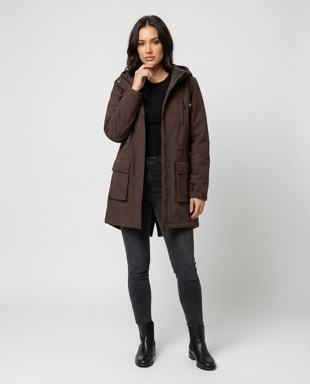 Women's Sporty Parka with Adjustable Hood
