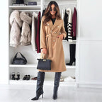 Double-Stitched Women's Trench Coat with Belt