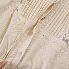 Women's Blouse with Refined Lace and Pleat Details