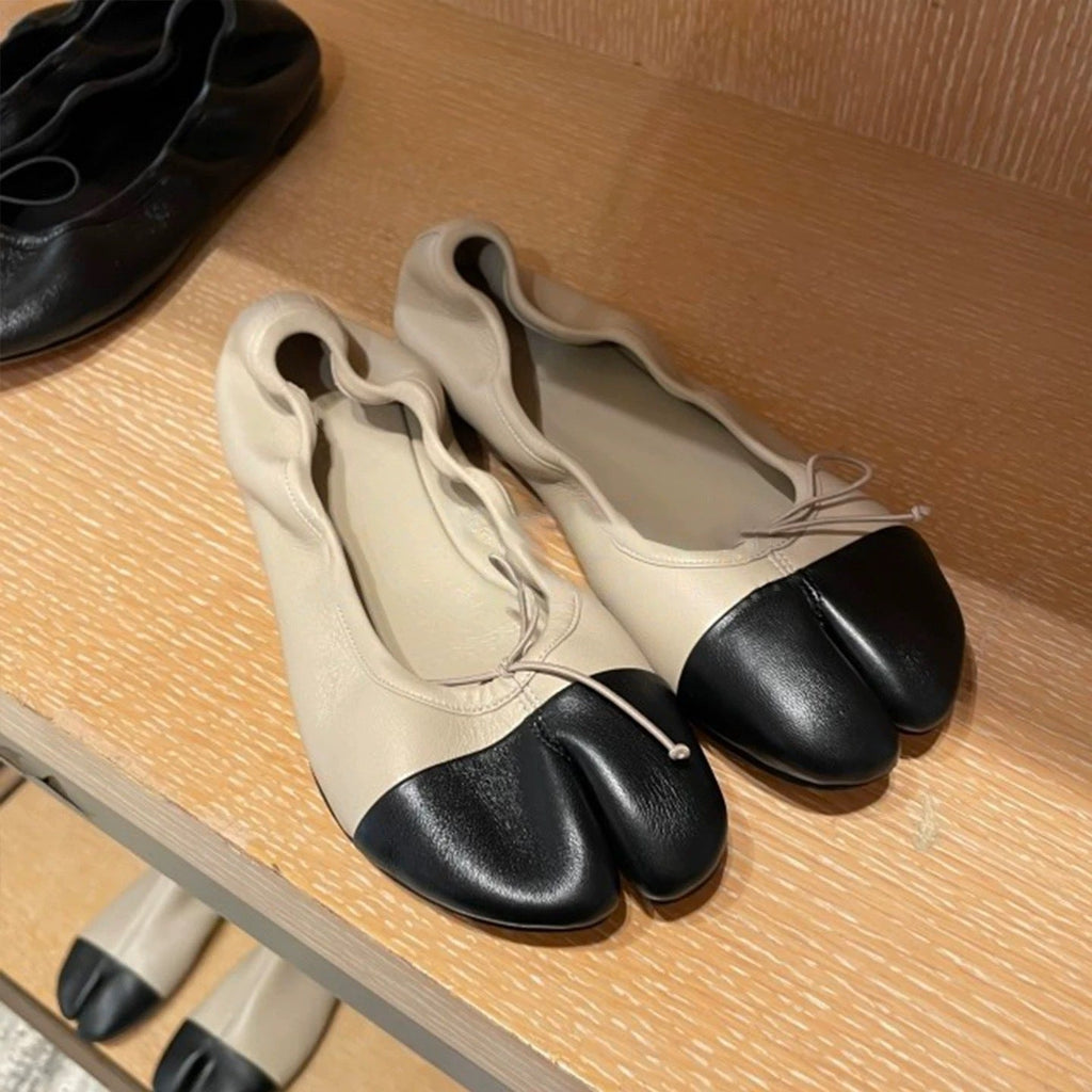 Women's Ballet Flats with Rounded Toe and Lace-Up Detail