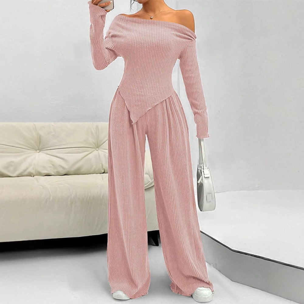 Long Sleeve Asymmetric Neckline Jumpsuit