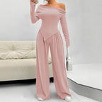 Long Sleeve Asymmetric Neckline Jumpsuit