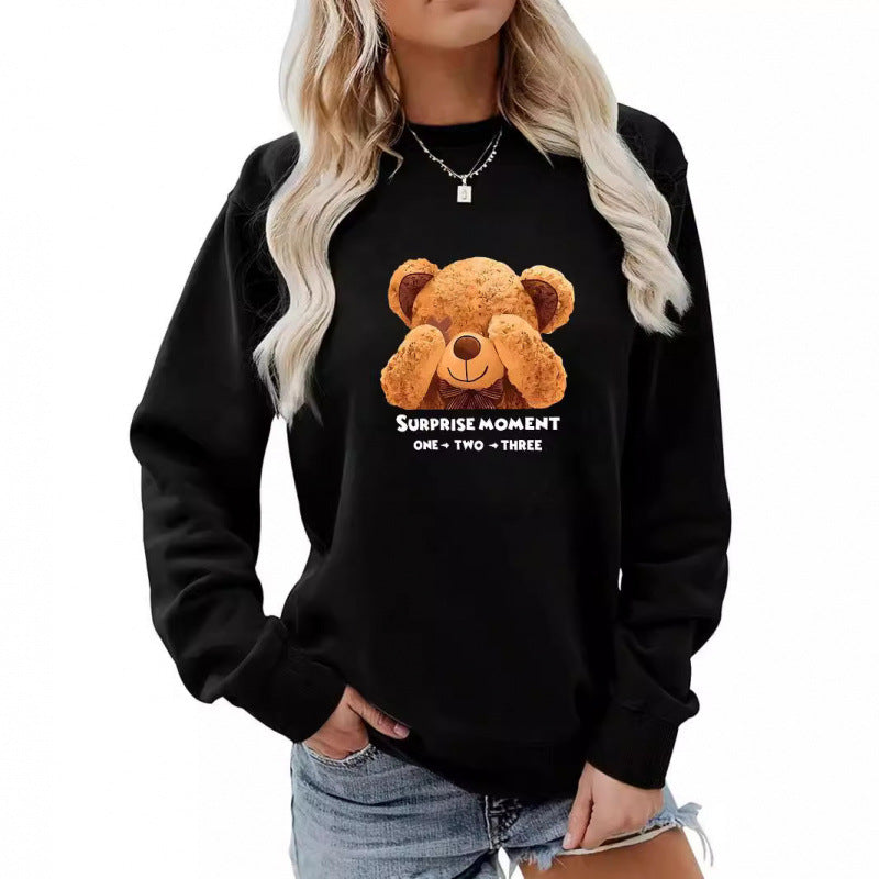 Women's Casual Sweater with Bear Motif