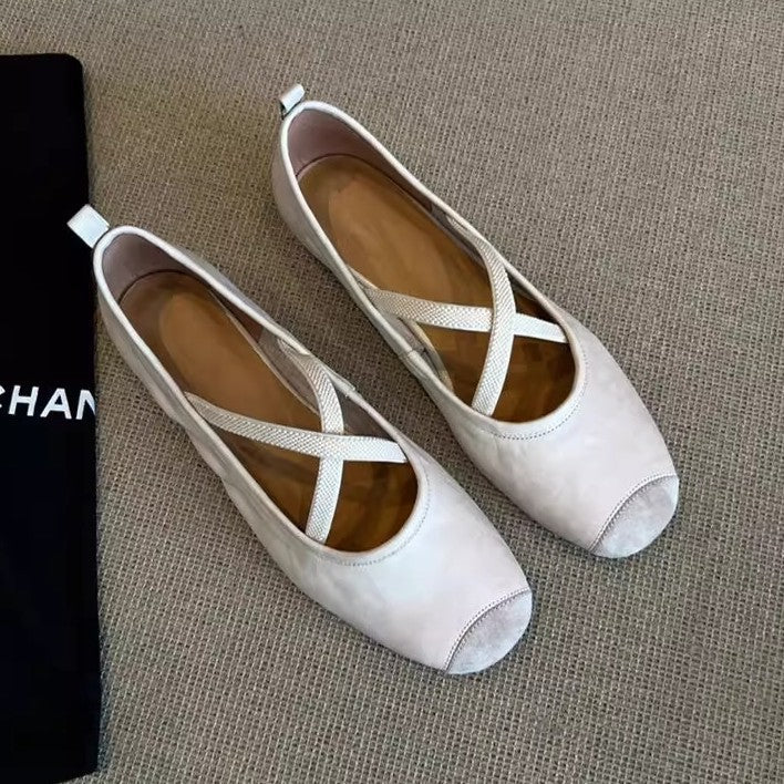 Women's Ballet Flats with Criss-Cross Strap and Comfortable Footbed