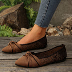 Women's Ballet Flats with Elegant Bow Design and Breathable Surface Structure
