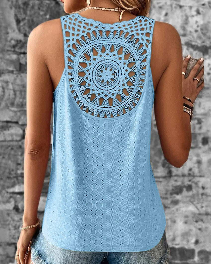 Women's Airy Crochet Shirt with Unique Back Detail