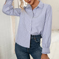 Women's Striped Blouse with Button Detail