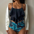 Women's Swim Top with Ruffle Detail and High Leg Cut