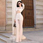 Elegant Crop Top and Wide-Leg Trouser Set