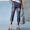 Women's 3/4 Jeans with Fashionable Frayed Hem