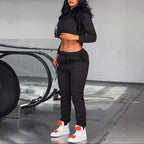 Men's casual jogging suit set with hoodie kangaroo pocket and tapered jogging pants