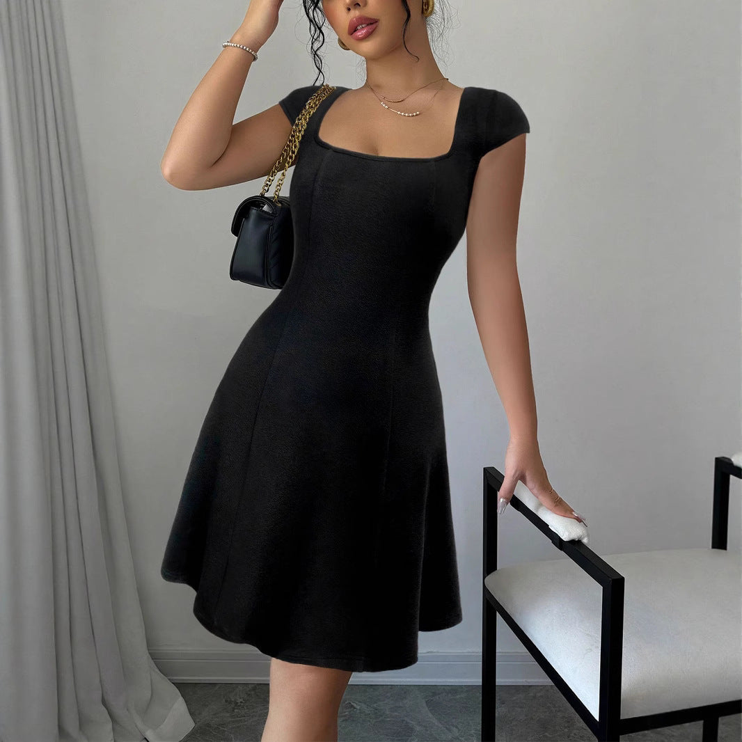 Women's Sleeveless A-Line Dress with Square Neckline