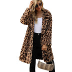 Women's Luxurious Leopard Print Fleece Coat