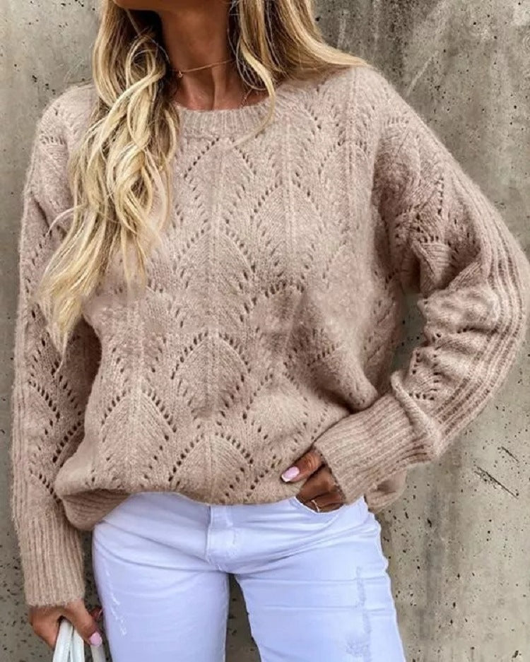Women's Elegant Knit Sweater with Delicate Pattern