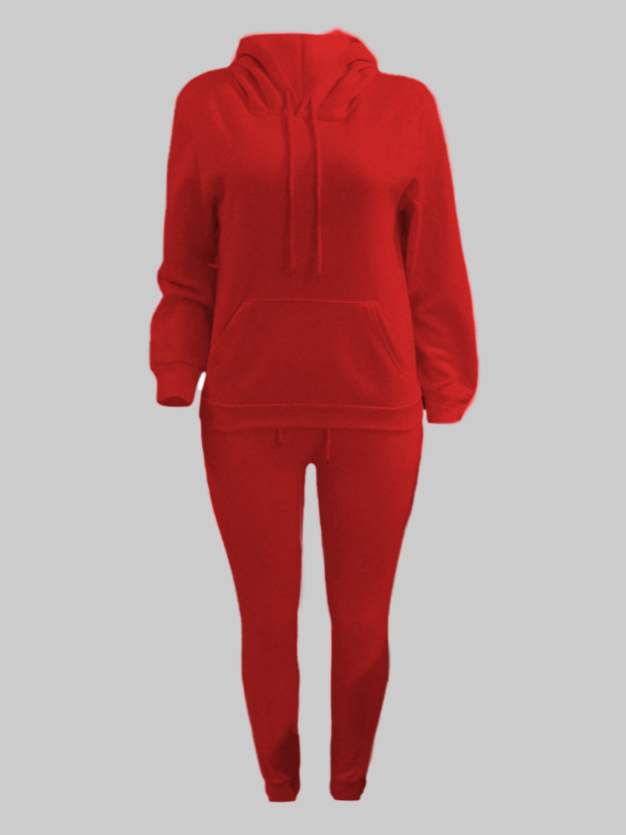 Men's casual jogging suit set with hoodie kangaroo pocket and tapered jogging pants