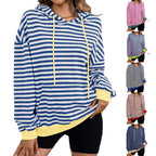 Women's Striped Hoodie with Kangaroo Pocket