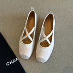 Women's Ballet Flats with Criss-Cross Strap and Comfortable Footbed