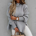 Women's Chunky Knit Sweater with Modern Texture and Loose Fit