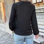 Women's Blouse with Fine Texture Details and Romantic Lace Insert