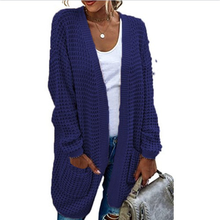 Women's Chunky Knit Cardigan with Casual Fit and Practical Pockets