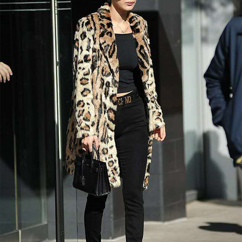 Women's Elegant Oversized Animal Print Coat
