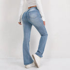 Women's High-Waisted Flared Jeans with Darts