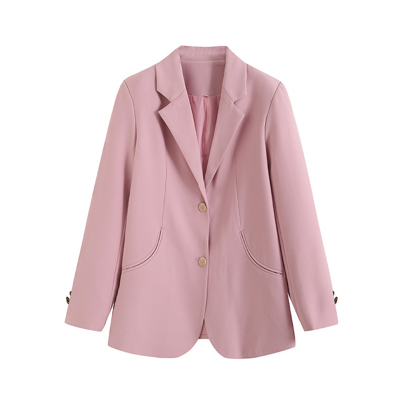Women's Elegant Structured Blazer Jacket with Pockets