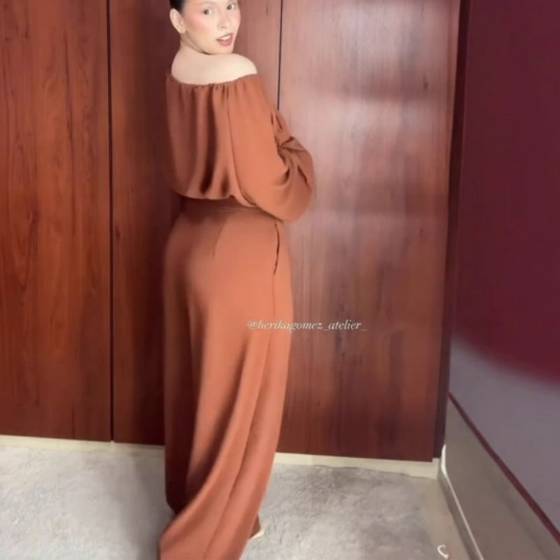 Off-Shoulder Top and Wide-Leg Pants Set